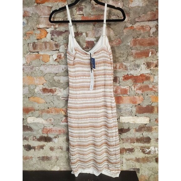 New Olive & Oak Knit Dress Womens Sz M Cream Brown Tank Summer i - Picture 3 of 3